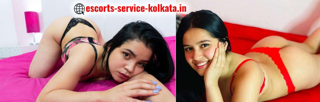 Kolkata high profile call girls in lingerie posing on bed for elite private services